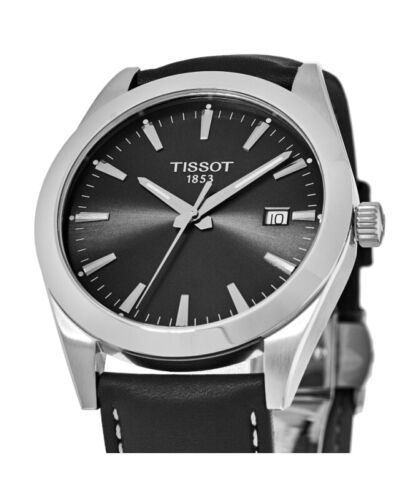 Tissot Gentleman Black Dial Leather Strap Watch For Men - T127.410.16.051.00 Watches Tissot   