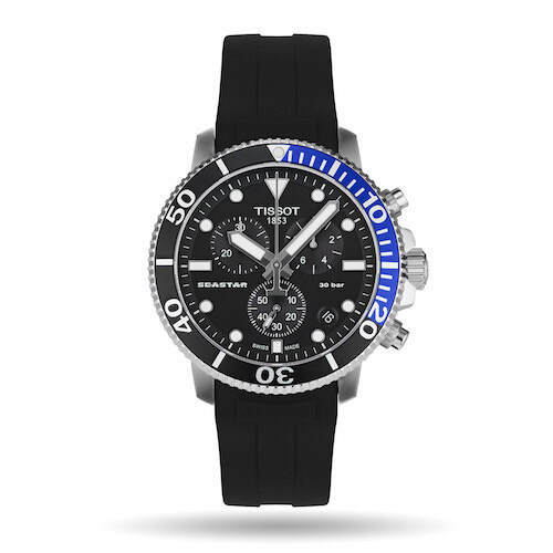 Tissot Seastar 1000 Quartz Chronograph Black Dial Rubber Strap Watch For Men - T120.417.17.051.02 Watches Tissot   