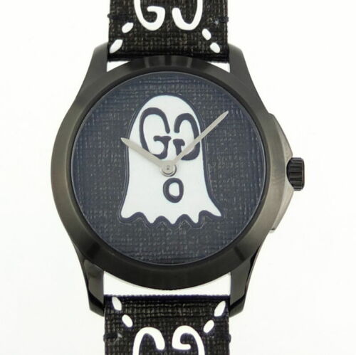 Gucci G Timeless Ghost Motif Black DIal Watch For Men - YA1264018 Watches Gucci   