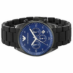 Emporio Armani Sportivo Chronograph Blue Dial Black Strap Watch For Men - AR5921 Watches Emporio Armani   