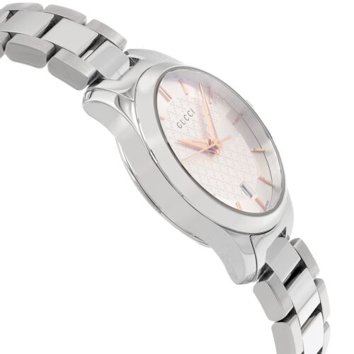 Gucci G Timeless Silver Dial Silver Steel Strap Watch For Women - YA126523 Watches Gucci   