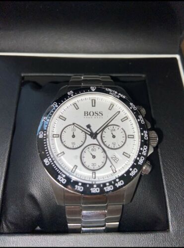 Hugo Boss Hero Chronograph White Dial Silver Steel Strap Watch for Men - 1513875 Watches Hugo Boss   