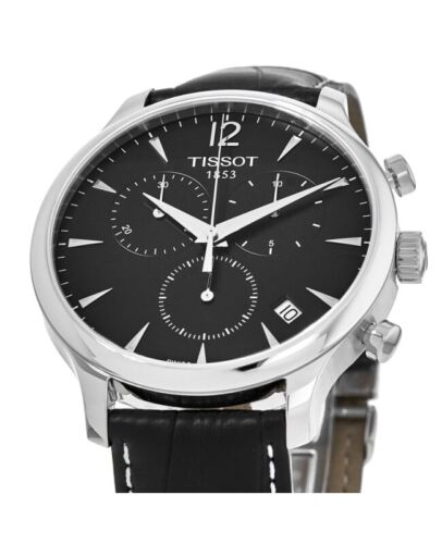 Tissot T Classic Tradition Black Dial Black Leather Strap Watch For Men - T063.617.16.057.00 Watches Tissot   