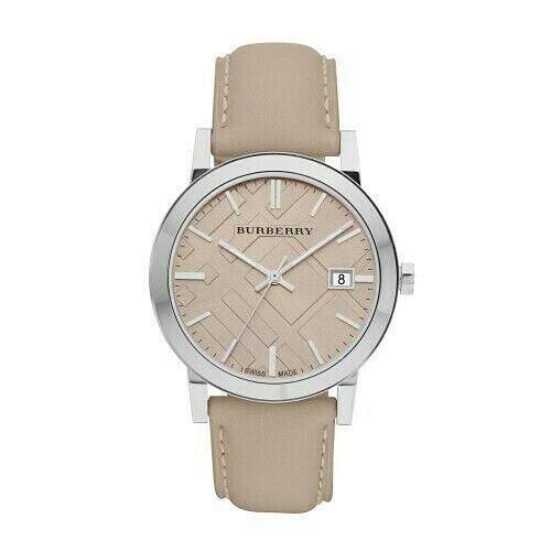 Burberry The City Silver Dial Beige Leather Strap Unisex Watch - BU9010 Watches Burberry   