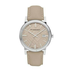 Burberry The City Silver Dial Beige Leather Strap Unisex Watch - BU9010 Watches Burberry   