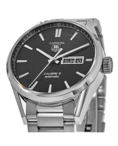 Tag Heuer Carrera Calibre 5 Automatic Black Dial Silver Steel Strap Watch for Men - WAR201A.BA0723 Watches Tag Heuer   