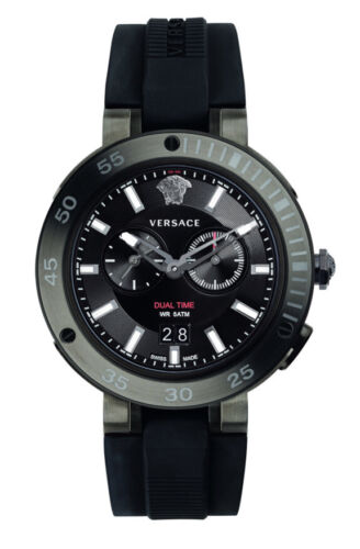 Versace V Extreme Chronograph Black Tone Dial Black Rubber Strap Watch for Men - VCN020017 Watches Versace   