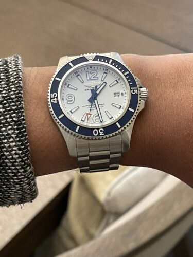 Breitling Superocean 42mm White Dial Silver Steel Strap Watch for Men - A17366D81A1A1 Watches Breitling   