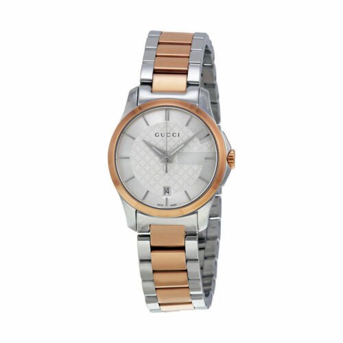 Gucci G Timeless Silver Dial Two Tone Steel Strap Watch For Women - YA126528 Watches Gucci   