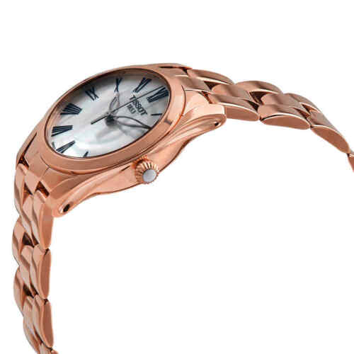 Tissot T Wave Mother of Pearl Dial Rose Gold Stainless Steel Watch For Women - T112.210.33.113.00 Watches Tissot   