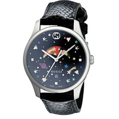 Gucci G-Timeless Moonphase Black Dial Black Leather Strap Watch For Men - YA1264045 Watches Gucci   