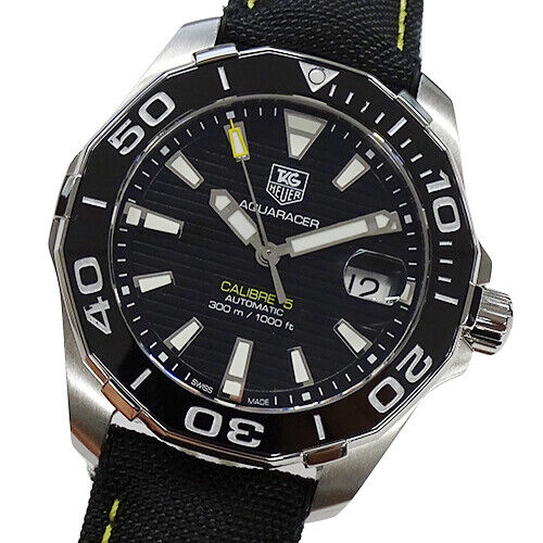 Tag Heuer Aquaracer Calibre 5 Automatic 41mm Black Dial Black Nylon Strap Watch for Men - WAY211A.FC6362 Watches Tag Heuer   