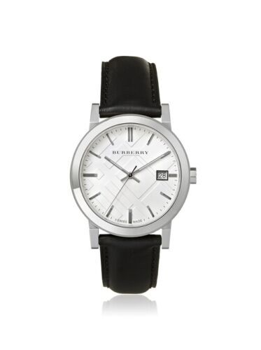 Burberry The City White Dial Black Leather Strap Watch for Men - BU9008 Watches Burberry   