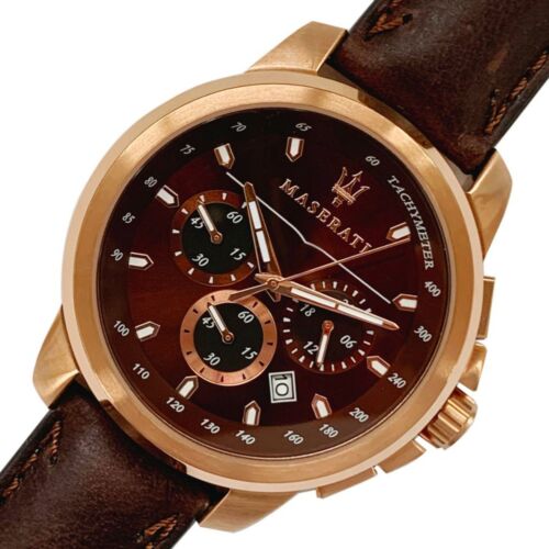 Maserati Successo Brown Dial Brown Leather Strap Watch For Men - R8871621004 Watches Maserati   