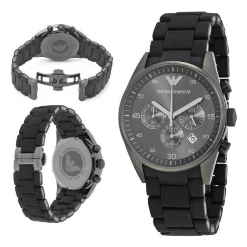 Emporio Armani Sportivo Chronograph Black Dial Black Stainless Steel Watch For Men - AR5889 Watches Emporio Armani   