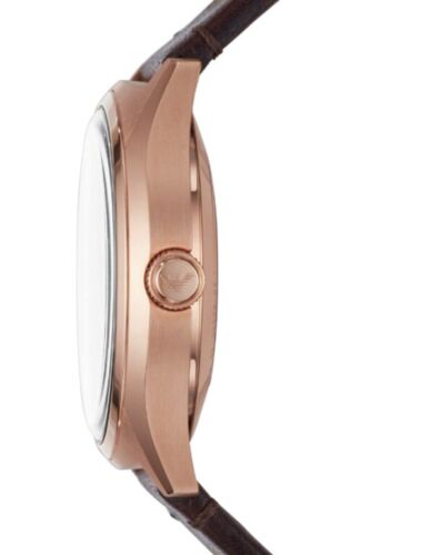 Emporio Armani Meccanico White Skeleton Dial Brown Leather Strap Watch For Men - AR60005 Watches Emporio Armani   