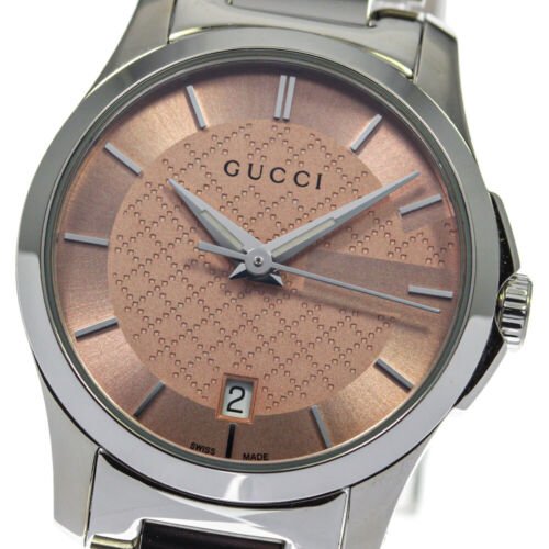 Gucci G Timeless Pink Dial Silver Steel Strap Watch For Women - YA126524 Watches Gucci   