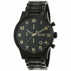 Hugo Boss Aeroliner Black Dial Black Steel Strap Watch for Men - 1513275 Watches Hugo Boss   