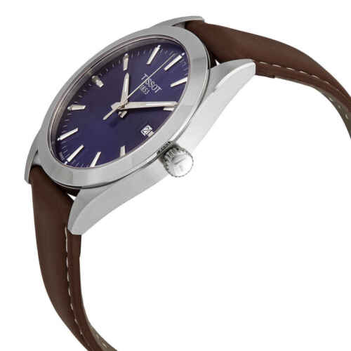 Tissot Gentleman Blue Dial Brown Leather Strap 40mm Watch For Men - T127.410.16.041.00 Watches Tissot   