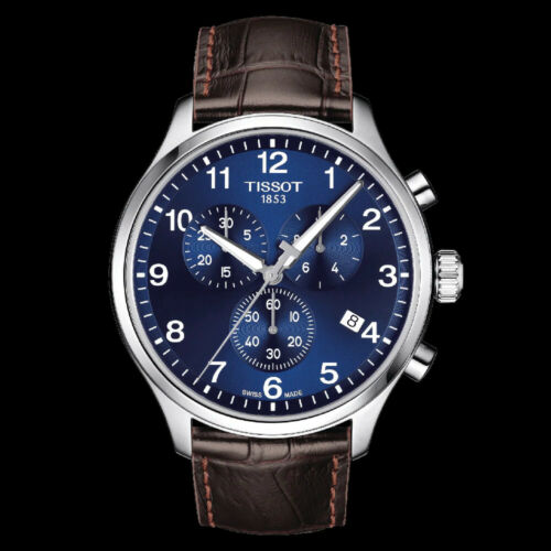 Tissot Chrono XL Classic Blue Dial Brown Leather Strap Watch For Men - T116.617.16.047.00 Watches Tissot   