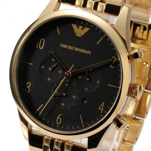 Emporio Armani Classic Chronograph Black Dial Gold Stainless Steel Watch For Men - AR1893 Watches Emporio Armani   