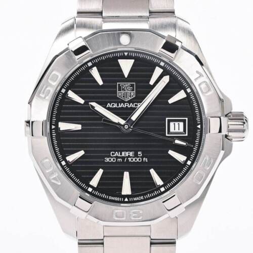 Tag Heuer Aquaracer Automatic 41mm Black Dial Silver Steel Strap Watch for Men - WAY2110.BA0928 Watches Tag Heuer   