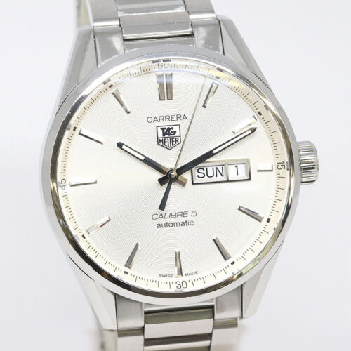 Tag Heuer Carrera Calibre 5 Automatic 41mm White Dial Silver Steel Strap Watch for Men - WAR201B.BA0723 Watches Tag Heuer   