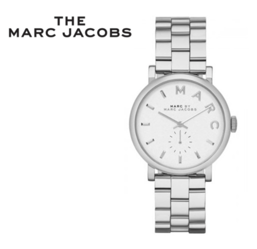 Marc Jacobs Baker White Dial Silver Stainless Steel Strap Watch for Women - MBM3242 Watches Marc Jacobs   