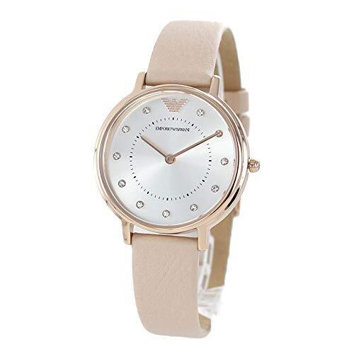 Emporio Armani Kappa Rose Gold & White Dial Beige Nude Leather Strap Watch For Women - AR2510 Watches Emporio Armani   