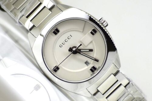 Gucci GG2570 White Dial Silver Steel Strap Watch For Women - YA142502 Watches Gucci   