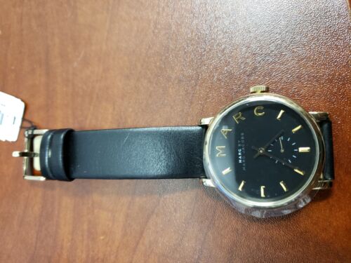 Marc Jacobs Baker Black Dial Black Leather Strap Watch for Women - MBM1269 Watches Marc Jacobs   