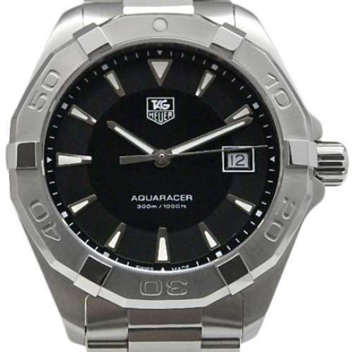 Tag Heuer Aquaracer 41mm Quartz Black Dial Silver Steel Strap Watch for Men - WAY1110.BA0928 Watches Tag Heuer   