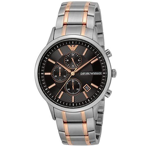 Emporio Armani Chronograph Black Dial Two Tone Stainless Steel Strap Watch For Men - AR11165 Watches Emporio Armani   