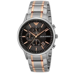 Emporio Armani Chronograph Black Dial Two Tone Stainless Steel Strap Watch For Men - AR11165 Watches Emporio Armani   