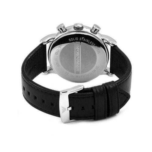 Emporio Armani Classic Chronograph Black Dial Black Leather Strap Watch For Men - AR1733 Watches Emporio Armani   