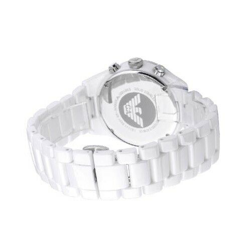 Emporio Armani Ceramica Chronograph White Dial White Ceramic Strap Watch For Women - AR1456 Watches Emporio Armani   