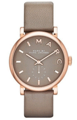 Marc Jacobs Baker Grey Dial Grey Leather Strap Watch for Women - MBM1266 Watches Marc Jacobs   