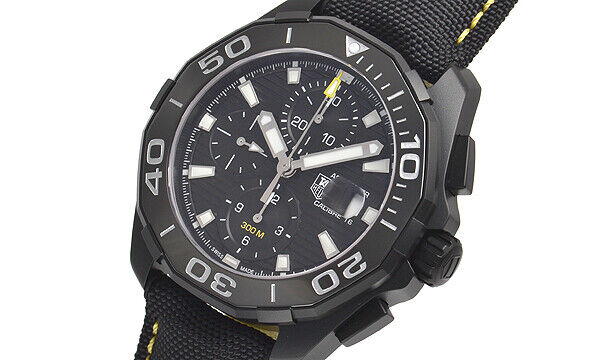 Tag Heuer Aquaracer Chronograph 43mm Black PVD Dial Black Nylon Strap Watch for Men - CAY218A.FC6361 Watches Tag Heuer   