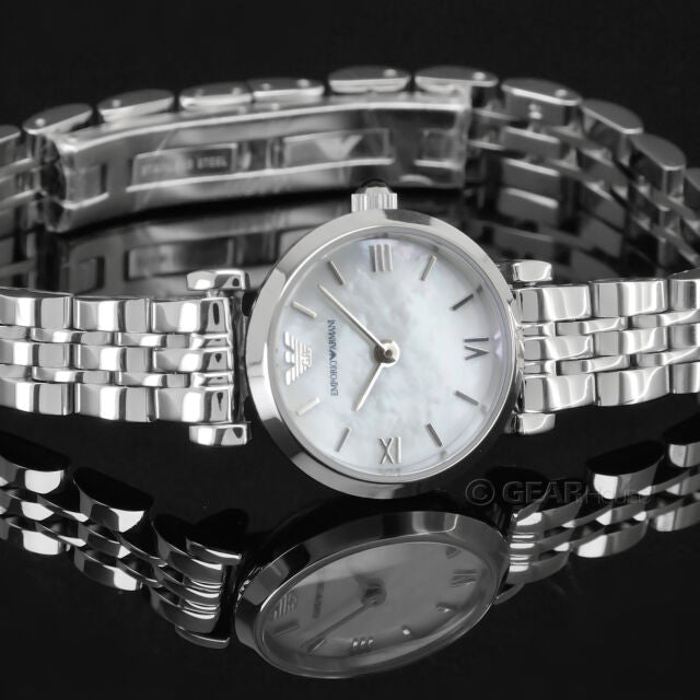 Emporio Armani Gianni White Dial Silver Stainless Steel Strap Watch For Women - AR1763 Watches Emporio Armani   