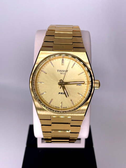 Tissot PRX 40mm Champagne Yellow Gold Tone Quartz Watch for Men - T137.410.33.021.00 Watches Tissot   