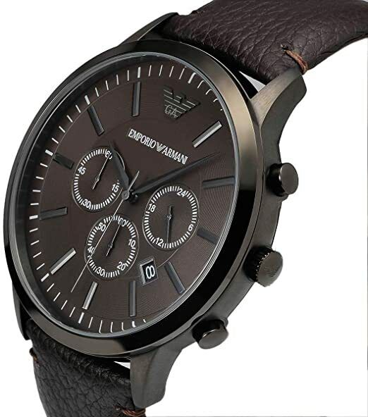 Emporio Armani Sportivo  Black Dial Brown Leather Strap Watch For Men - AR2462 Watches Emporio Armani   