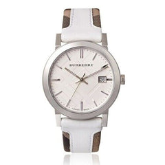 Burberry The City Silver Dial White Leather Strap Watch for Women - BU9019 Watches Burberry   