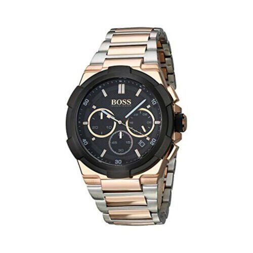 Hugo Boss Supernova Black Dial Two Tone Steel Strap Watch for Men - 1513358 Watches Hugo Boss   