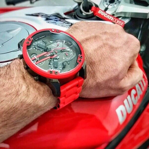 Diesel Mr Daddy 2.0 Black Dial Red Stainless Steel Watch For Men - DZ7370 Watches Diesel   