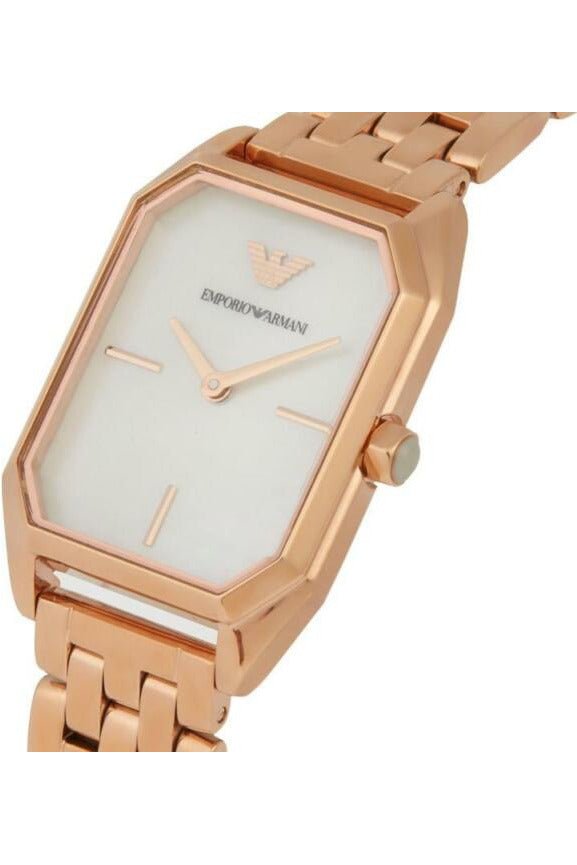 Emporio Armani Giola White Mother of Pearl Dial Rose Gold Stainless Steel Strap Watch For Women - AR11147 Watches Emporio Armani   