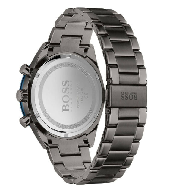 Hugo Boss Santiago Blue Dial Grey Steel Strap Watch for Men - 1513863 Watches Hugo Boss   