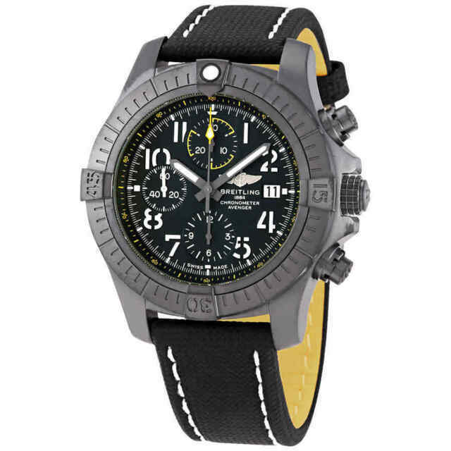 Breitling Avenger Chronograph 45mm Night Mission Black Dial Black Nylon Strap Watch for Men - V13317101B1X1 Watches Breitling   