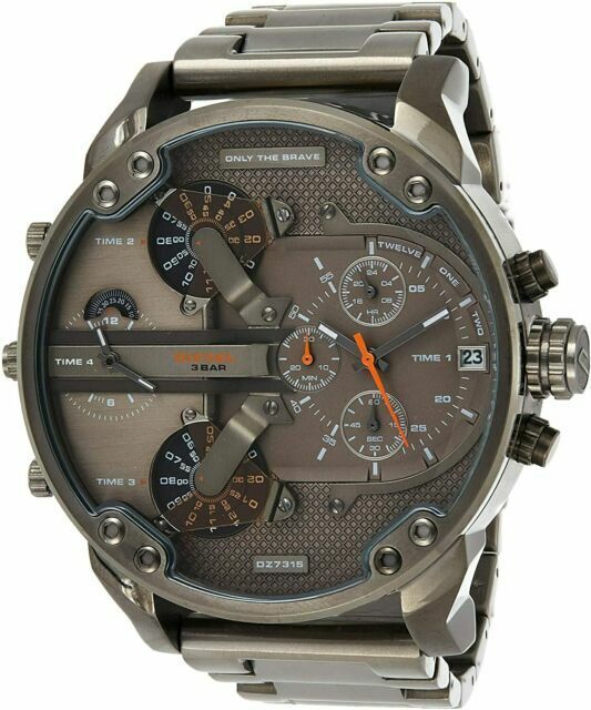 Diesel Mr Daddy 2.0 Chronograph Grey Dial Grey Stainless Steel Strap Watch For Men - DZ7315 Watches Diesel   