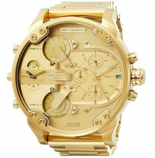 Diesel Mr Daddy 2.0 Gold Dial Gold Stainless Steel Watch For Men - DZ7399 Watches Diesel   