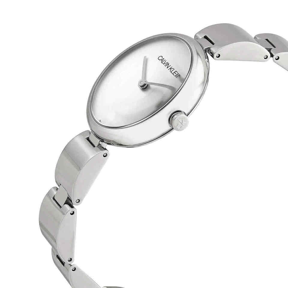 Calvin Klein Wavy Silver Dial Silver Steel Strap Watch for Women - K9U23146 Watches Calvin Klein   